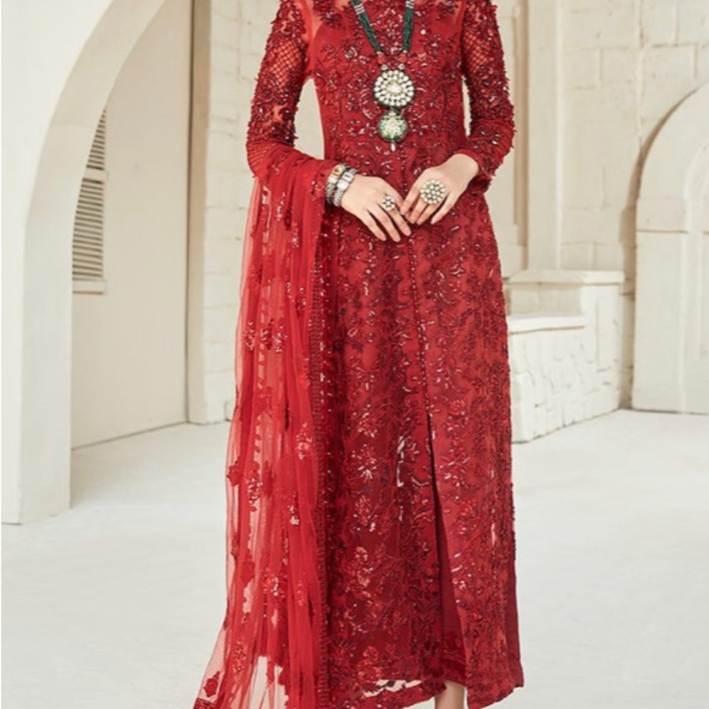 Beautiful RUBY RED dress . Hand embellished. Front body